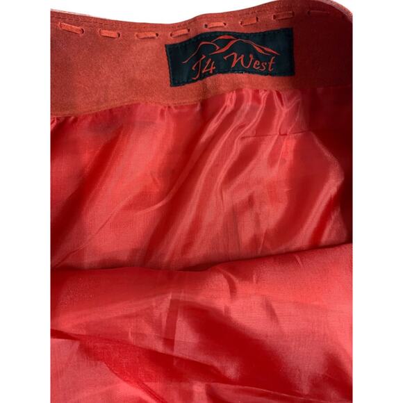 Size 3X T4 West Red Suede Midi Skirt Fringed Western Dance Rodeo - Picture 9 of 11